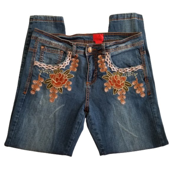 V Cristina Denim - V Cristina Jeans Boho Embroidered Floral 8
